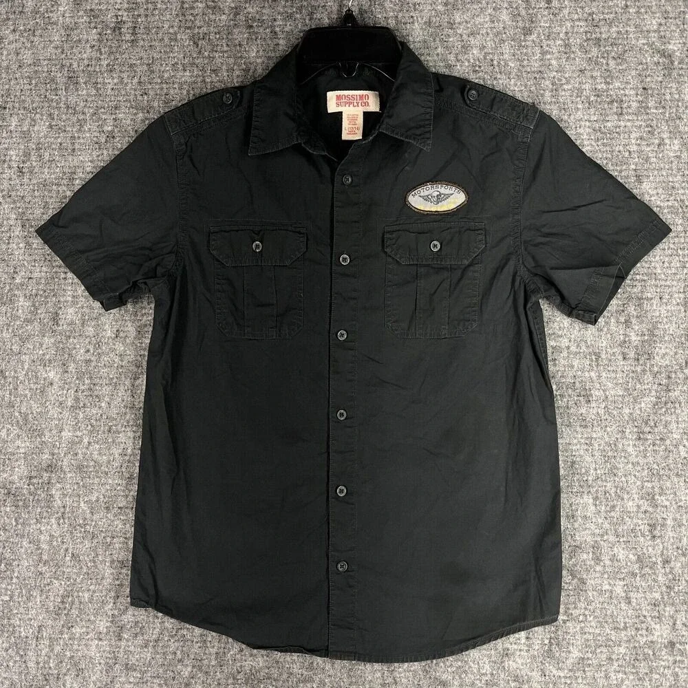 Mossimo Shirt Youth Boys Large Skull Casual Button-Up Short-Sleeve Work Shirt‎